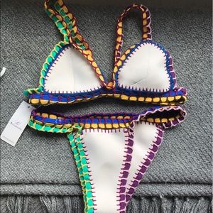 NEW white triangl inspired bathingsuit